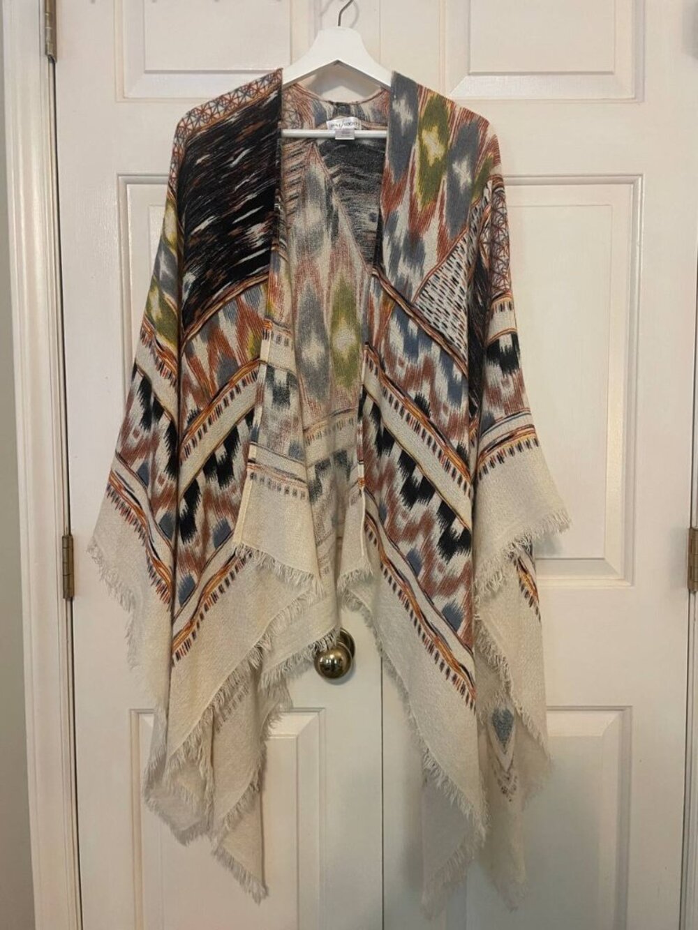 Sole Society Boho Ikat Kimono Wrap - Fringed Hem, One Size, Resort Wear indie